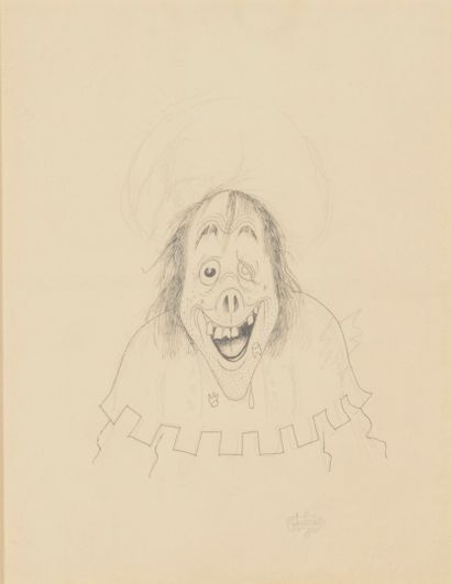 Albert DUBOUT (1905-1976)
The fool. 

Graphite...