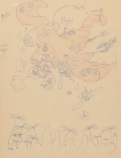 Albert DUBOUT (1905-1976)
Cosmos Lines. 

Graphite...