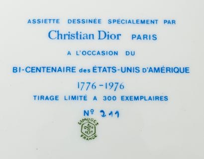 CHRISTIAN DIOR PARIS
White porcelain plate...