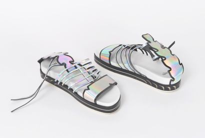 FENDI Roma
Pair of black and silver lamé...