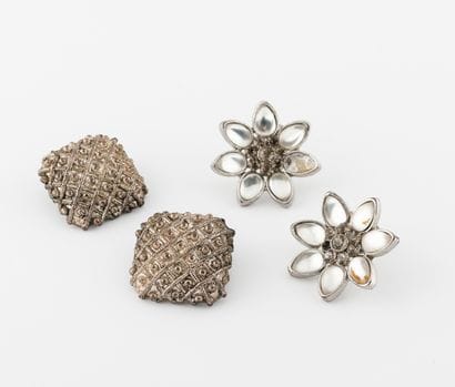Pair of silver plated metal flower earrings...