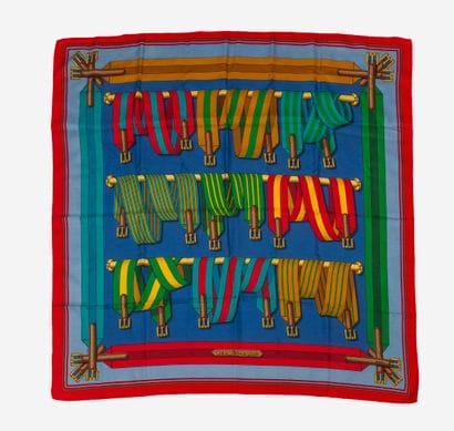 HERMES Paris
Printed silk twill square with...