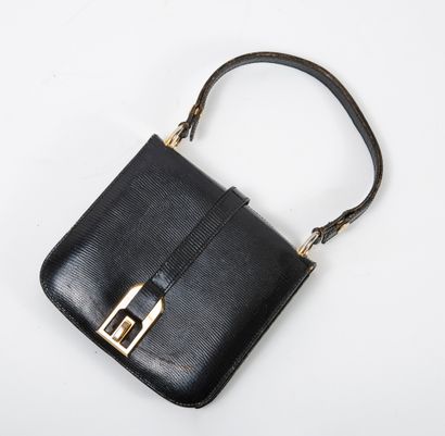 Black lizard leather handbag. 

Closing on...