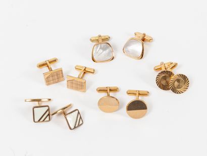 Lot of five pairs of gilt metal cufflinks...