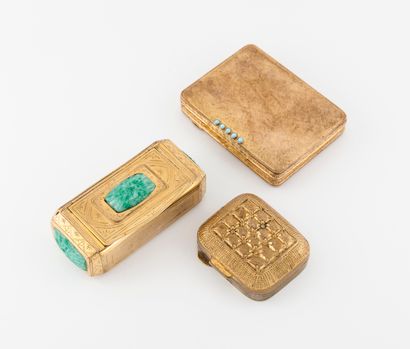 Set of three gilt metal and imitation stone...
