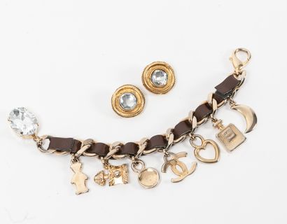 CHANEL
Pair of golden metal ear clips, round...