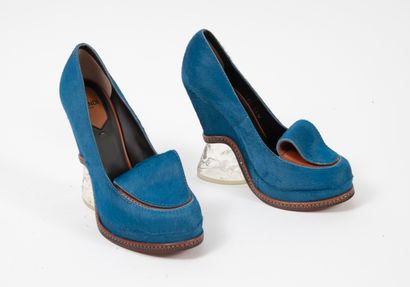 FENDI Roma
Pair of moccasins in blue coloured...