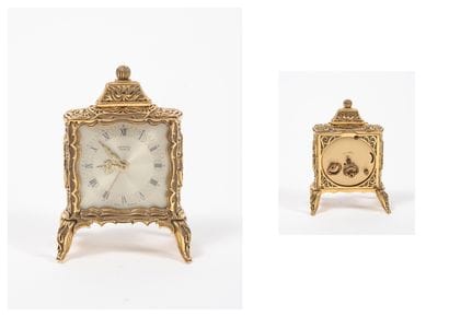 LANCEL PARIS
Desk clock in gilt metal with...
