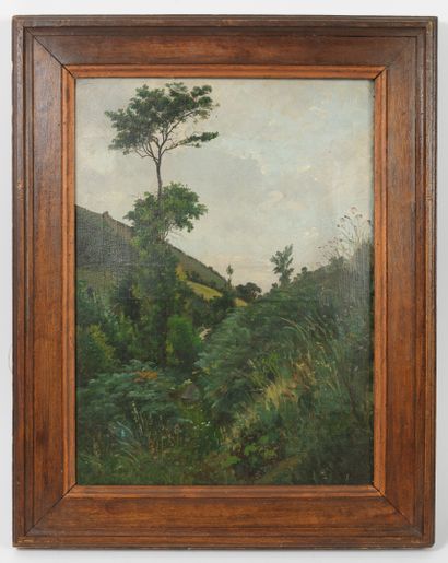 Prosper GALERNE (1836-?)
Dans un ravin, paysage.

Huile...