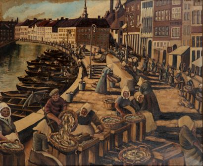 *Astrid MEYER (XXème siècle)
Le marché aux...