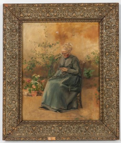 Ecole du XXème siècle
Sewing.

Oil on cardboard.

Unsigned.

39...