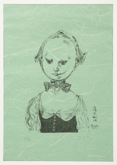 D'après Tsuguharu FOUJITA
Fillette au bonnet.

Lithographie...