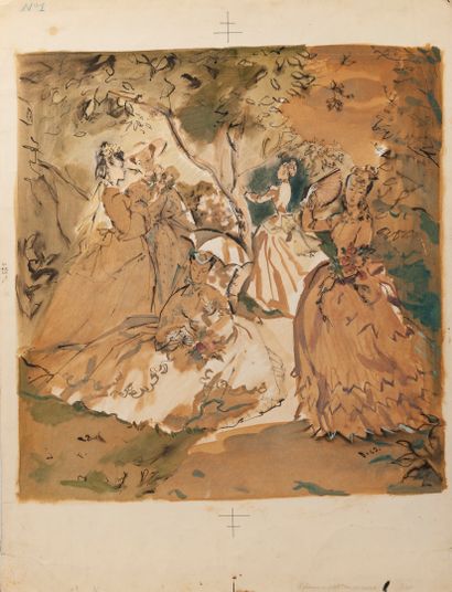 André DELFAU (1914-2000)
Femmes au jardin,...