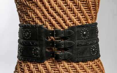 ALAÏA
Ceinture corset en daim noir, à décor...