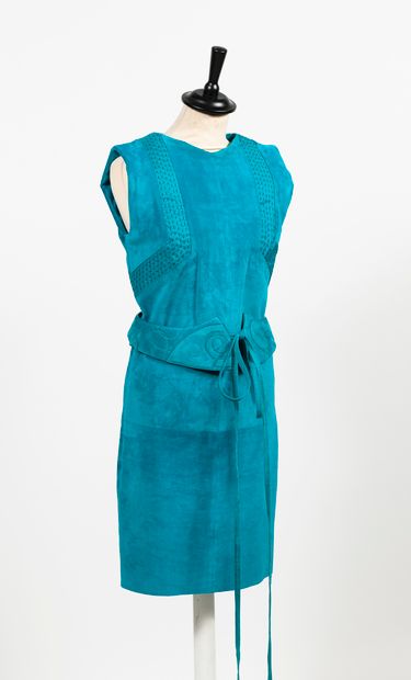 LOEWE
Dress in turquoise blue suede leather,...