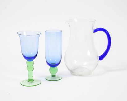 Part of service of blue and green glass including:...