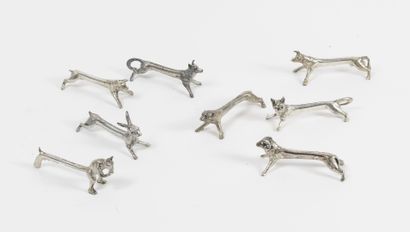 Set of 8 silver plated knife holders featuring...