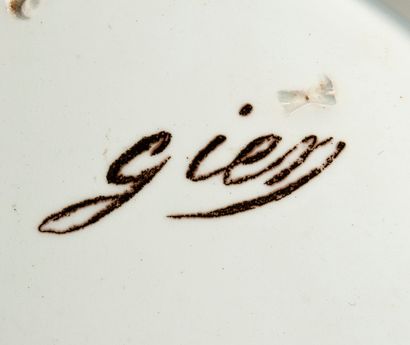 GIEN,
Lot of polychrome enamelled earthenware,...