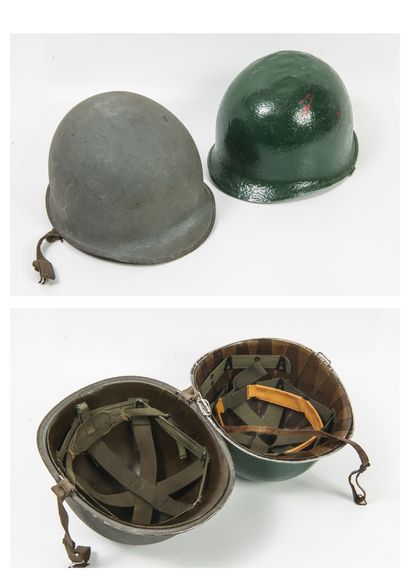Two US helmets, with liners.

Repainted....