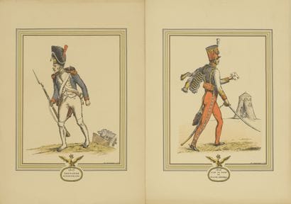 Lot of 5 color prints representing officers...