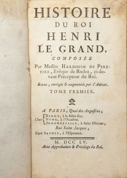 - HARDOUIN DE PEREFIXE. Histoire du roi Henri...