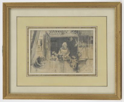 Lot de quatre dessins du XIXème siècle :...