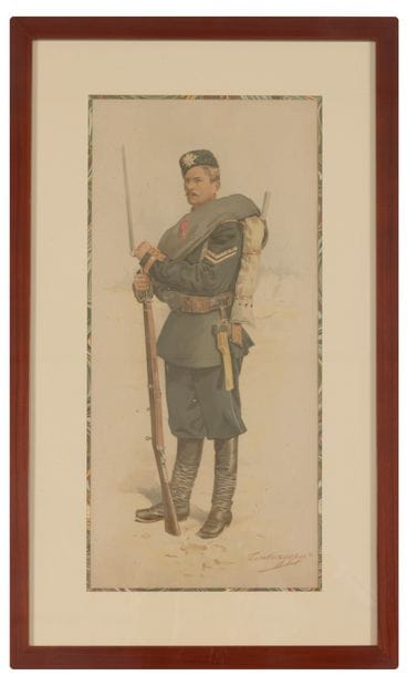 Lot de 7 gravures sur le thème : Militaria....
