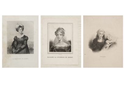 Lot de trois gravures sur papier représentant...