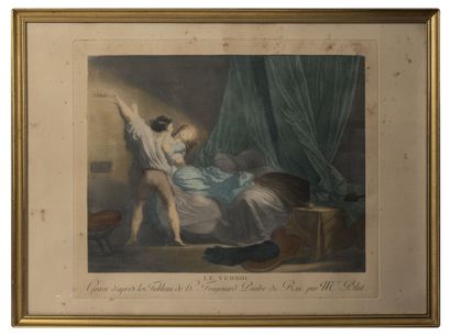 Lot de 4 gravures anciennes : 
- Le baiser...