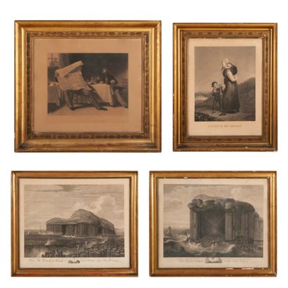 Lot de six gravures comprenant :

- La veuve...
