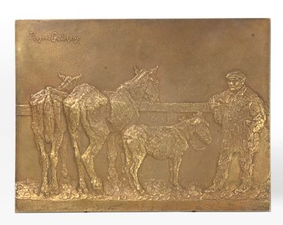 Ecole Moderne
Homme aux ânes. 

Bas-relief...