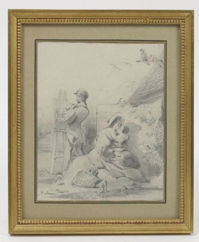 Lot de quatre dessins du XIXème siècle :...