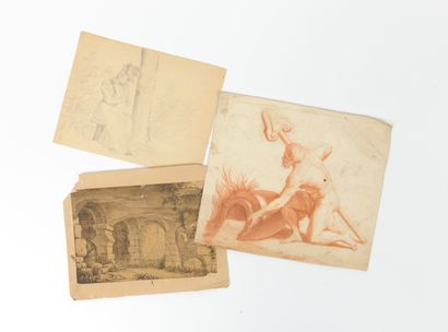 ECOLES DU XIXÈME SIÈCLE
Trois dessins sur...