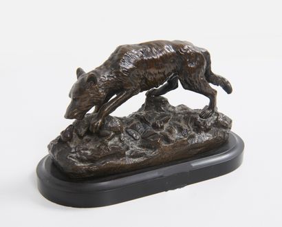 Loup attaquant un agneau. 

Epreuve en bronze...
