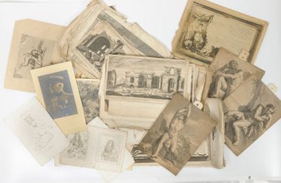 Un lot comprenant : 

- gravures anciennes.

-...