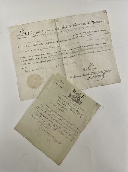Lot de trois documents manuscrits : 

- Lettre...