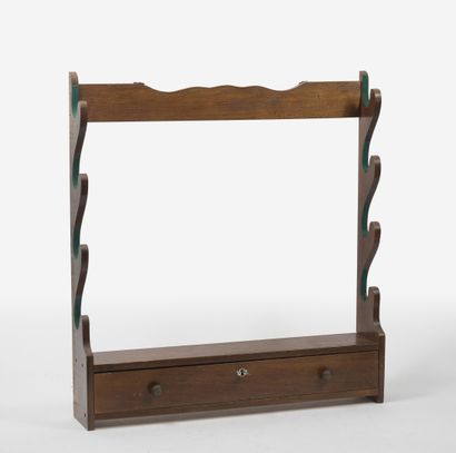 Wall shelf gun holder in varnished wood cut...