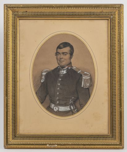 PIDOUX (XIXème)
Portraits d'un homme en officier...