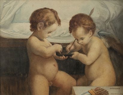 D'après LE CORREGE (c.1489-1534)
Deux amours...