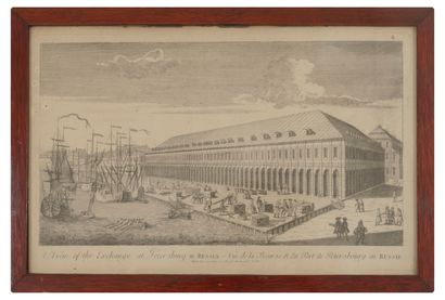 Lot de 5 gravures vues d'optique : 
- Barques...