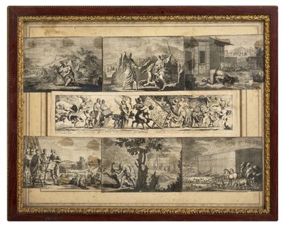 Lot de 4 gravures anciennes : 
- Le baiser...