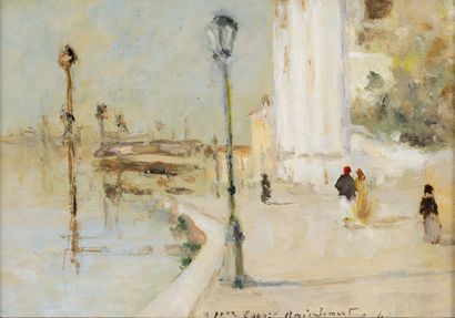 Ecole Moderne
Quai à Venise animé de passants.

Huile...