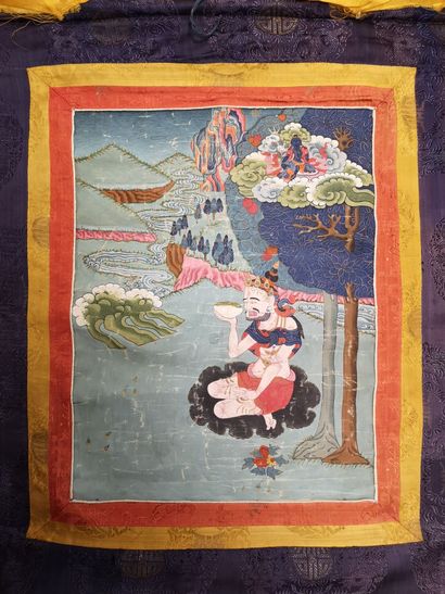 CHINE ou TIBET, XXème siècle
Lot of six tanka...