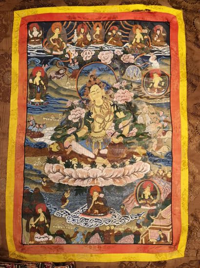 CHINE ou TIBET, XXème siècle
Lot of six tanka...