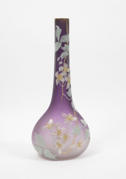 Large bottle vase with long neck and flattened...