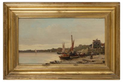A. DANTON (XIXème siècle)
Return from fishing.

Oil...