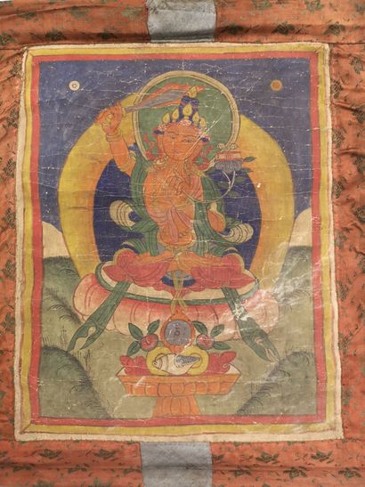CHINE ou TIBET, XXème siècle
Lot of six tanka...