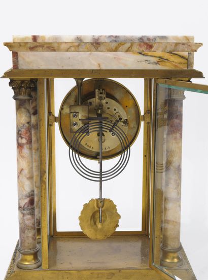 Polychrome marble and bronze mantel set,...