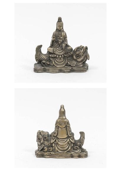 CHINE, XXème siècle
Buddha sitting on a fish...