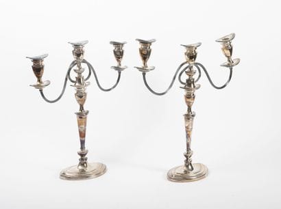 Pair of candelabras with removable bouquet...